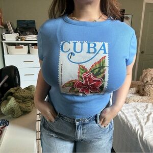 Havana Cuba Postcard Baby Blue Tee